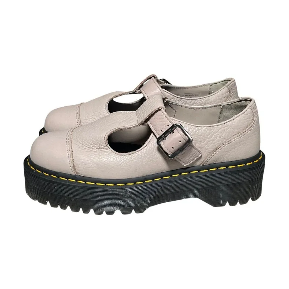 Dr. Martens Bethan Pisa Platform Mary Jane Shoes Parchment Beige Womens 9 EU 41